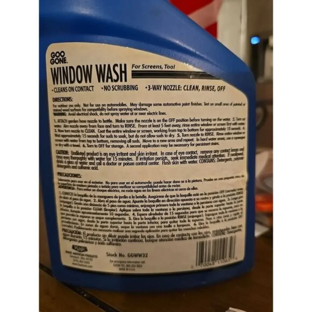 RARE Goo Gone Window Wash 32oz Vintage Hooks‎ To Water hose DISCONTINUED